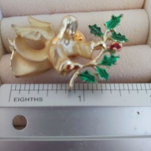 Vintage Angel Holding Holly Tack Pin